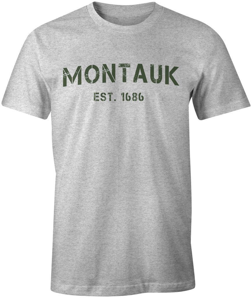 MONTAUK New York Stencil Grunge Est 1686 Tee T-Shirt