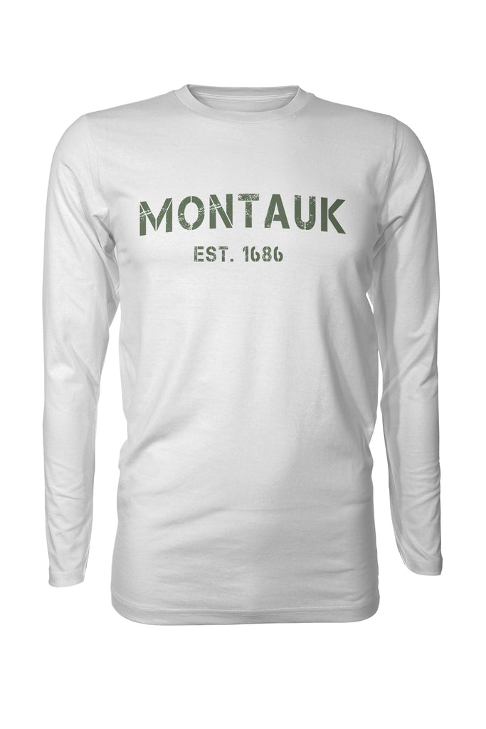 MONTAUK New York Stencil Grunge Est 1686 Long Sleeve Performance UPF50 T-Shirt