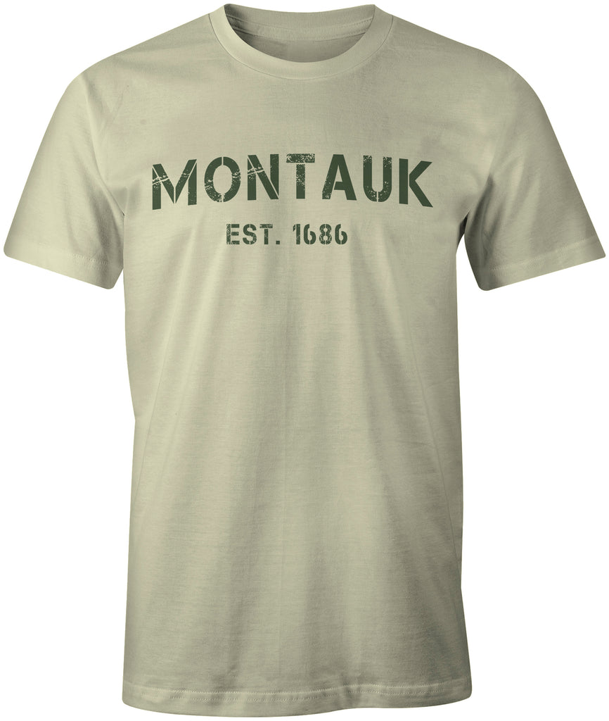 MONTAUK New York Stencil Grunge Est 1686 Tee T-Shirt