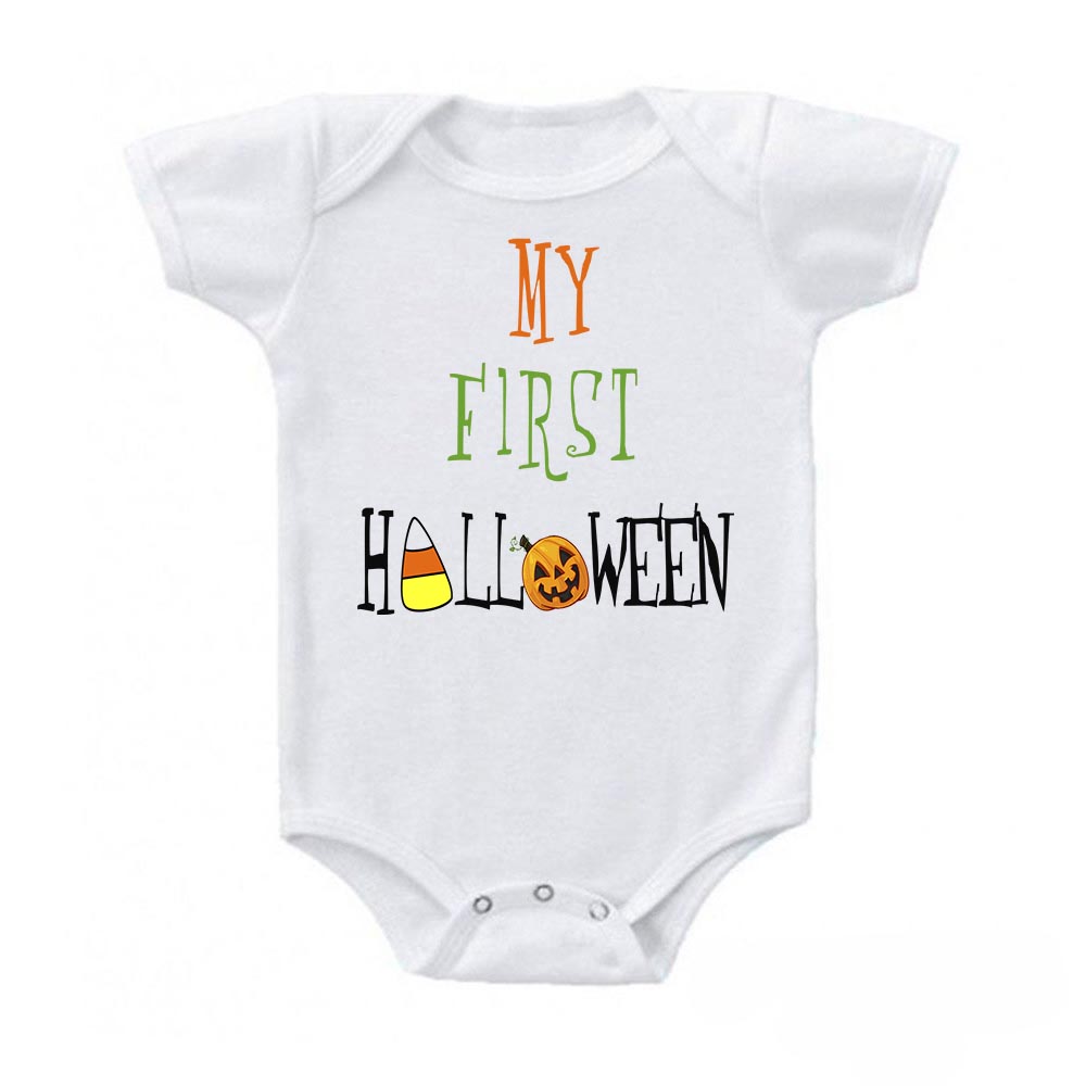 My First Halloween Jack-o-Lantern Pumpkin Short Sleeve Baby Bodysuit