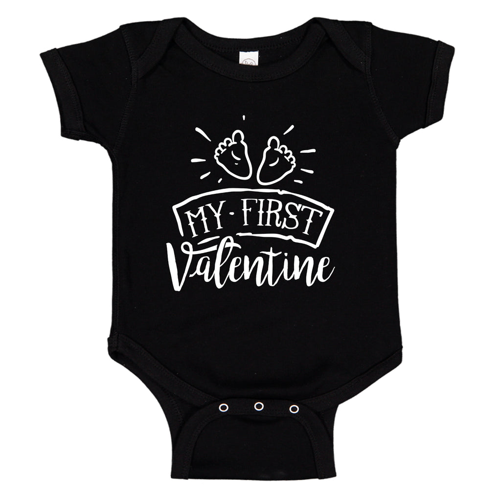 Ink Trendz® My First Valentine Day Infant - Toddler Baby Bodysuit Black & White