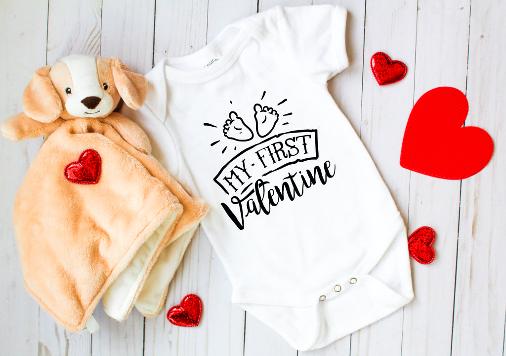 Ink Trendz® My First Valentine Day Infant Onesie® Bodysuit Black & White