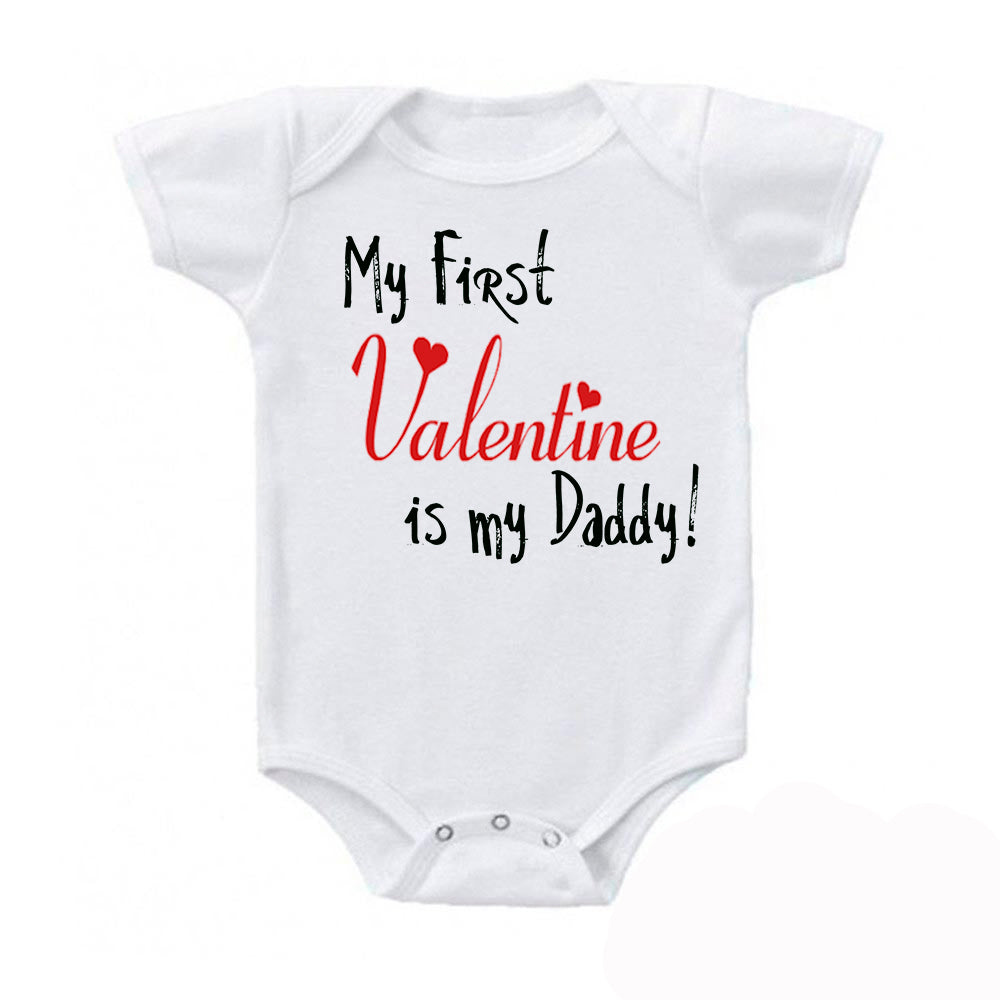 My First Valentine is my Daddy Cute Valentines Day Baby Bodysuit