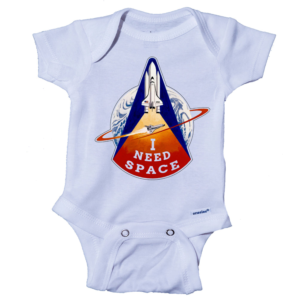 I NEED SPACE NASA Space Shuttle Themed Baby Onesie® One-Piece Bodysuit- Ink Trendz
