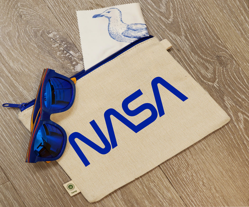 Ink Trendz® NASA Worm Logo Zipper Hemp Pouch Makeup Bag