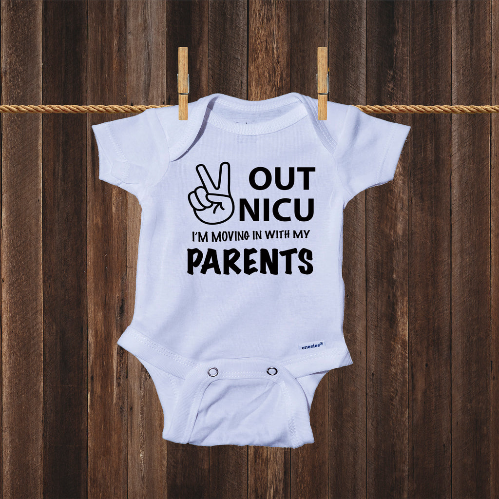 Ink Trendz Peace Out NICU I'm Going Home With My Parents- Miracle Baby- NICU Baby Onesie® One-Piece Bodysuit- Ink Trendz