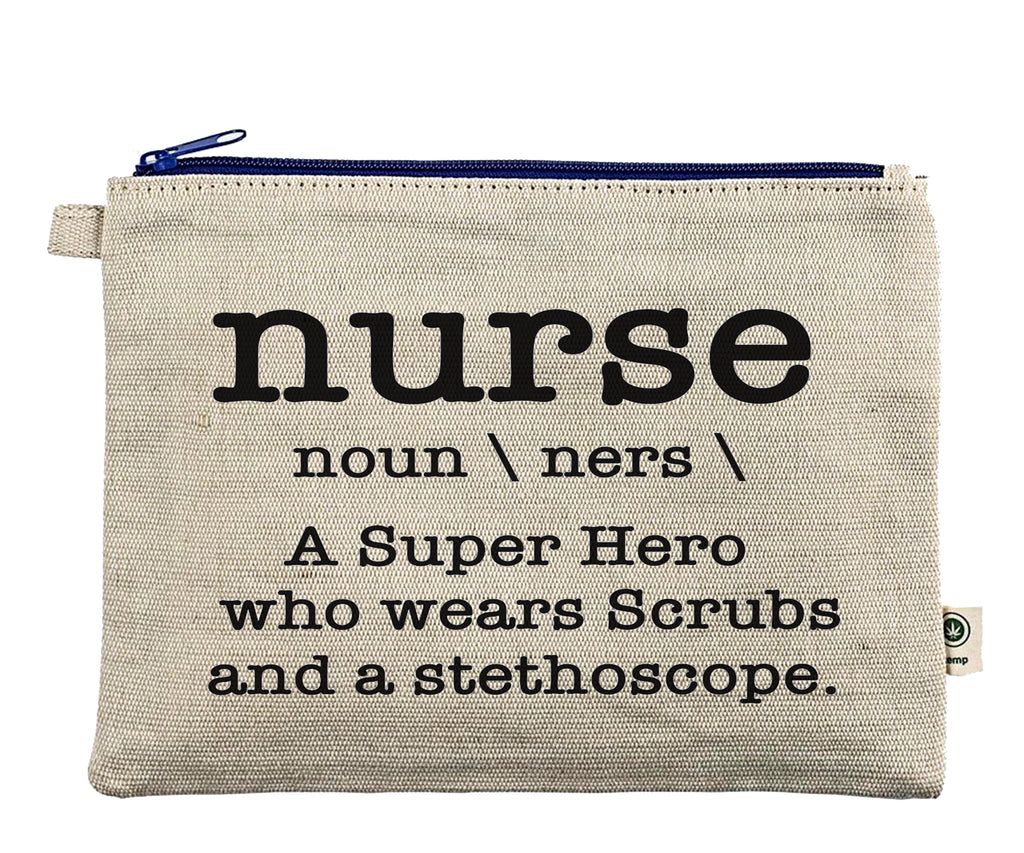 Ink Trendz® Nurse Novelty Definition Zipper Hemp Pouch Bag