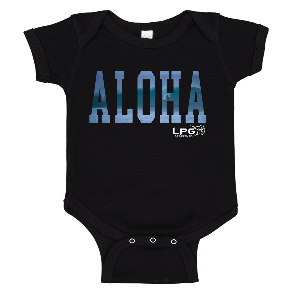 LPG Apparel Co. ALOHA SURFER Hawaii Vibes Infant Baby Bodysuit Romper Onesie, Aloha Baby Onesies, Aloha Baby Onesie, Aloha Baby, Aloha Baby T-Shirt Black