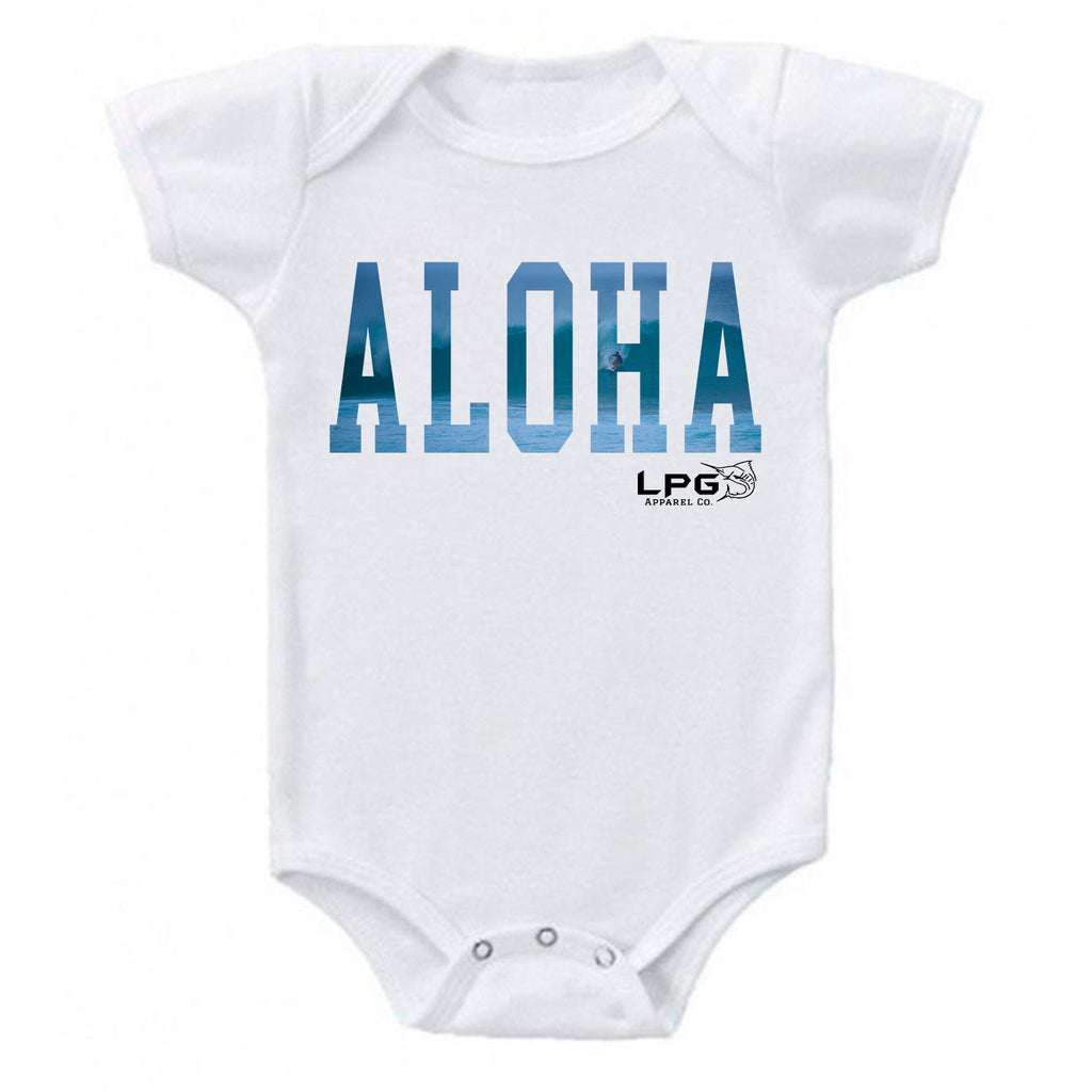 LPG Apparel Co. ALOHA SURFER Hawaii Vibes Infant Baby Bodysuit Romper Onesie, Aloha Baby Onesies, Aloha Baby Onesie, Aloha Baby, Aloha Baby T-Shirt White Unisex