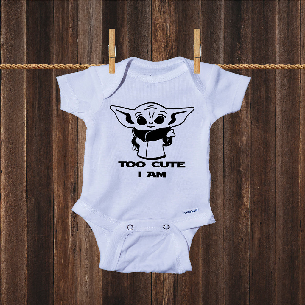 Ink Trendz® Too Cute I Am Funny Baby Onesie® One-Piece Bodysuit Cute Baby Yoda star wars themed Onesies