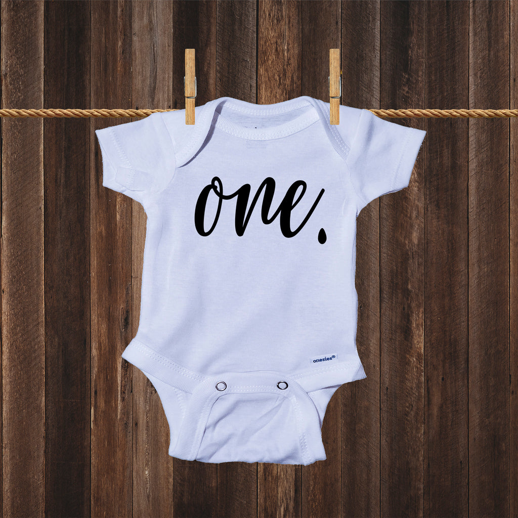 Ink Trendz® ONE. First Birthday Milestone Outfit Baby Bodysuit Romper