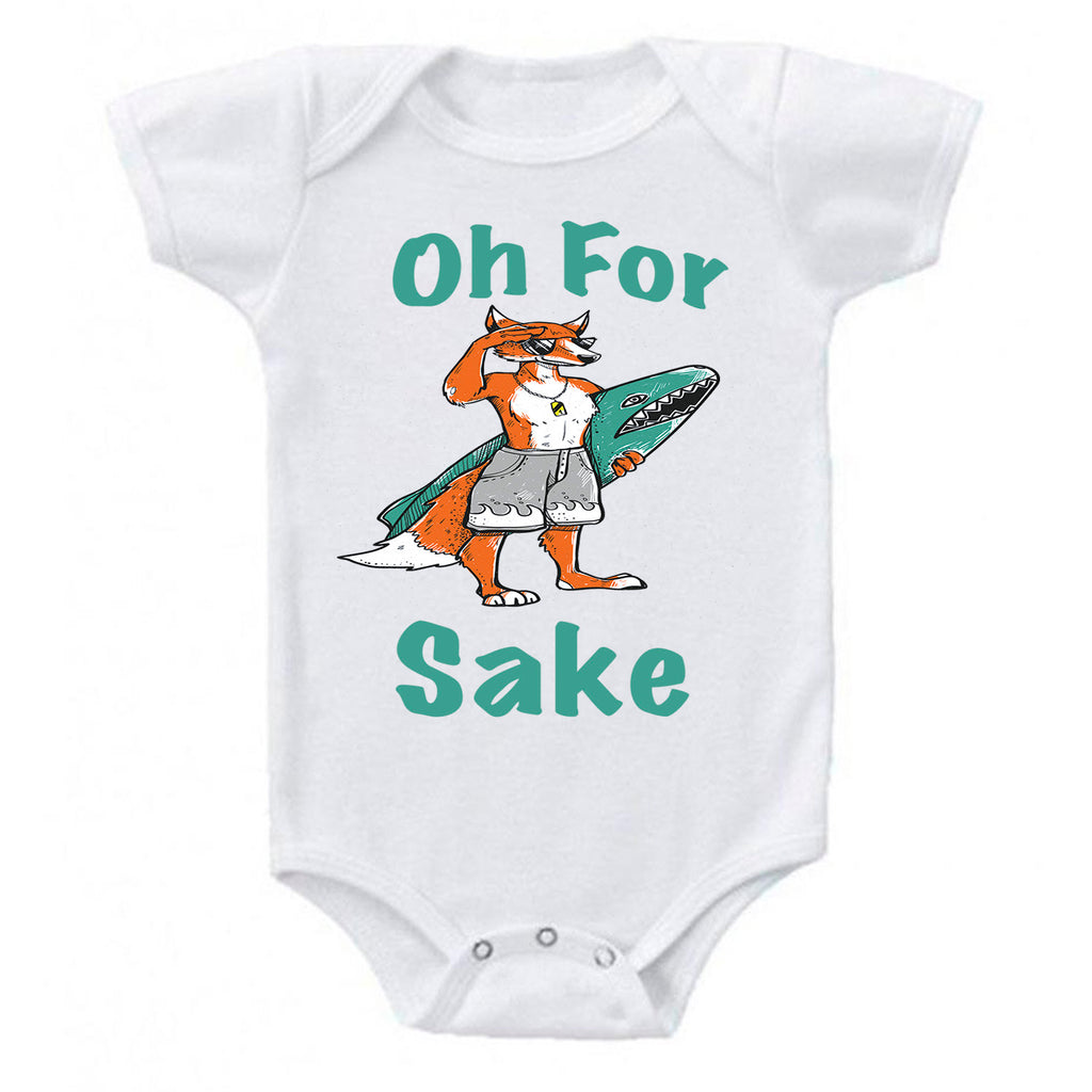 Ink Trendz Oh For Fox Sake Cute Fox Surfing Themed Infant Bodysuit