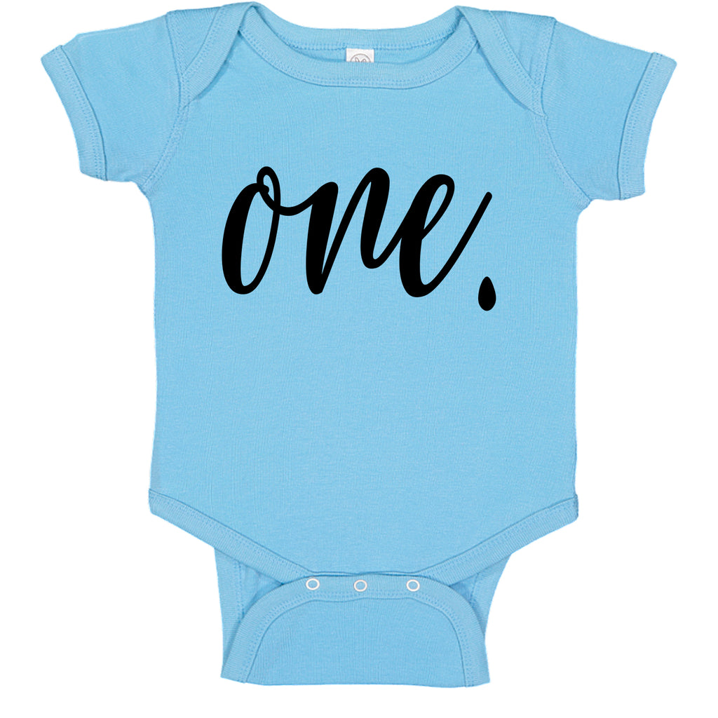 Ink Trendz® ONE. First Birthday Milestone Outfit Baby Bodysuit Romper