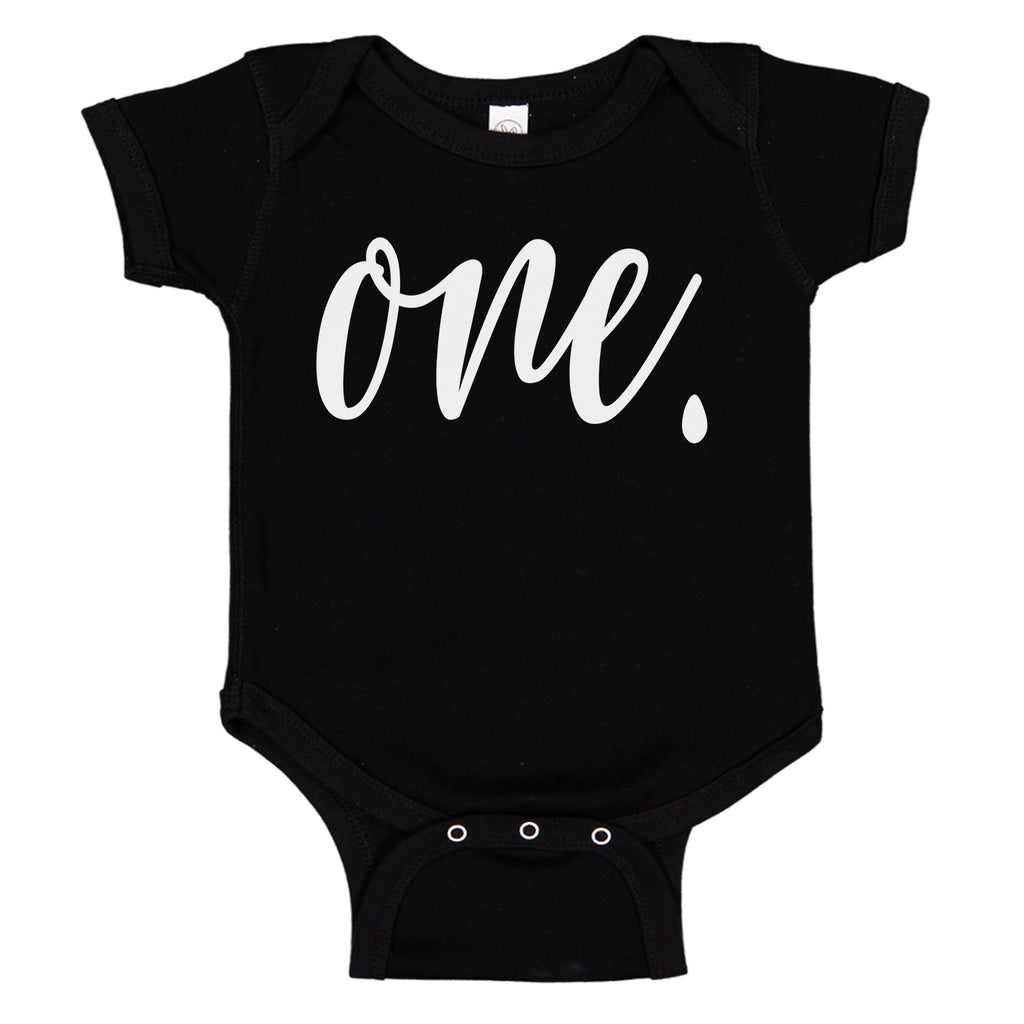 Ink Trendz® ONE. First Birthday Milestone Outfit Baby Bodysuit Romper