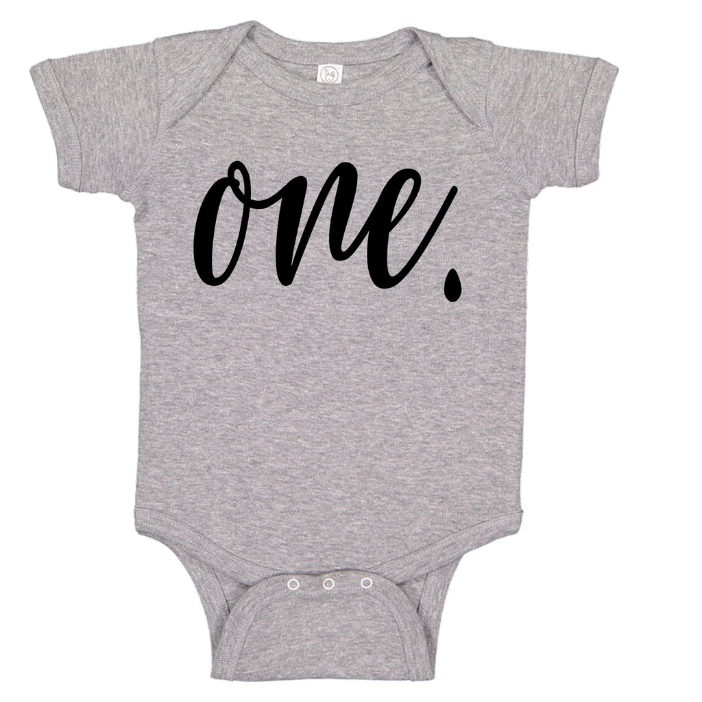 Ink Trendz® ONE. First Birthday Milestone Outfit Baby Bodysuit Romper