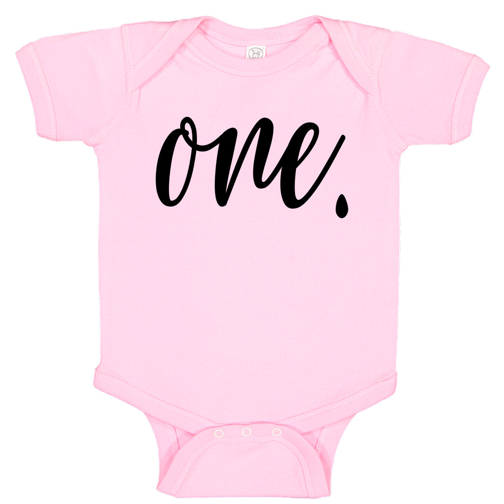 Ink Trendz® ONE. First Birthday Milestone Outfit Baby Bodysuit Romper