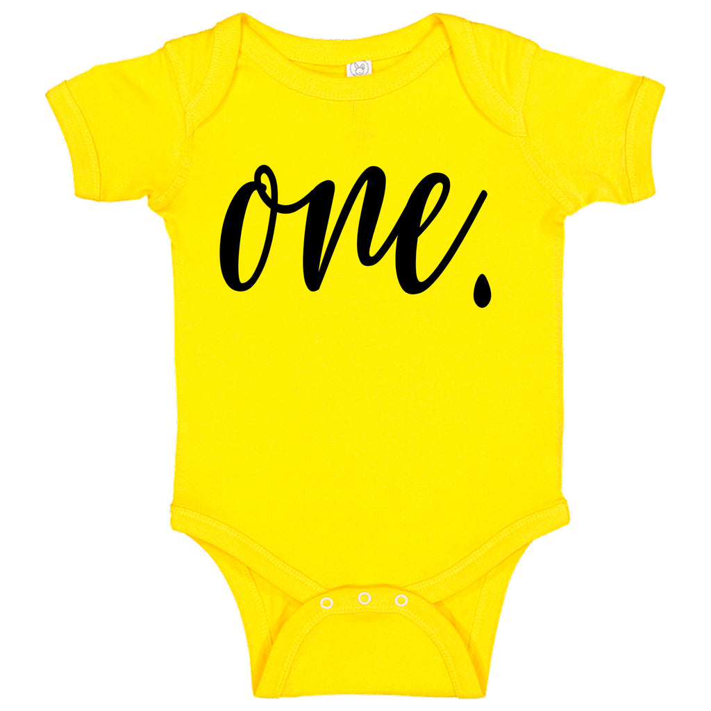 Ink Trendz® ONE. First Birthday Milestone Outfit Baby Bodysuit Romper