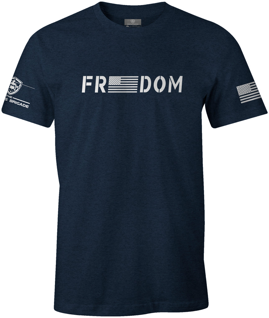 The Peoples Brigade Freedom T-Shirt Freedom T-shirt, Grunt Style T-Shirt Nine-Line T-Shirt, freedom Tee, Freedom Apparel, 1776 T-Shirt, Military T-Shirt, Marines T-Shirt, Army t-shirt, Heather Navy 