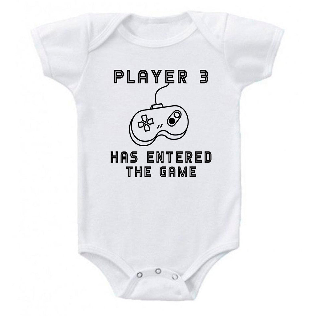 Ink Trendz® Player 3 Has Entered the Game Gamer Funny  Novelty One-Piece Baby Bodysuit