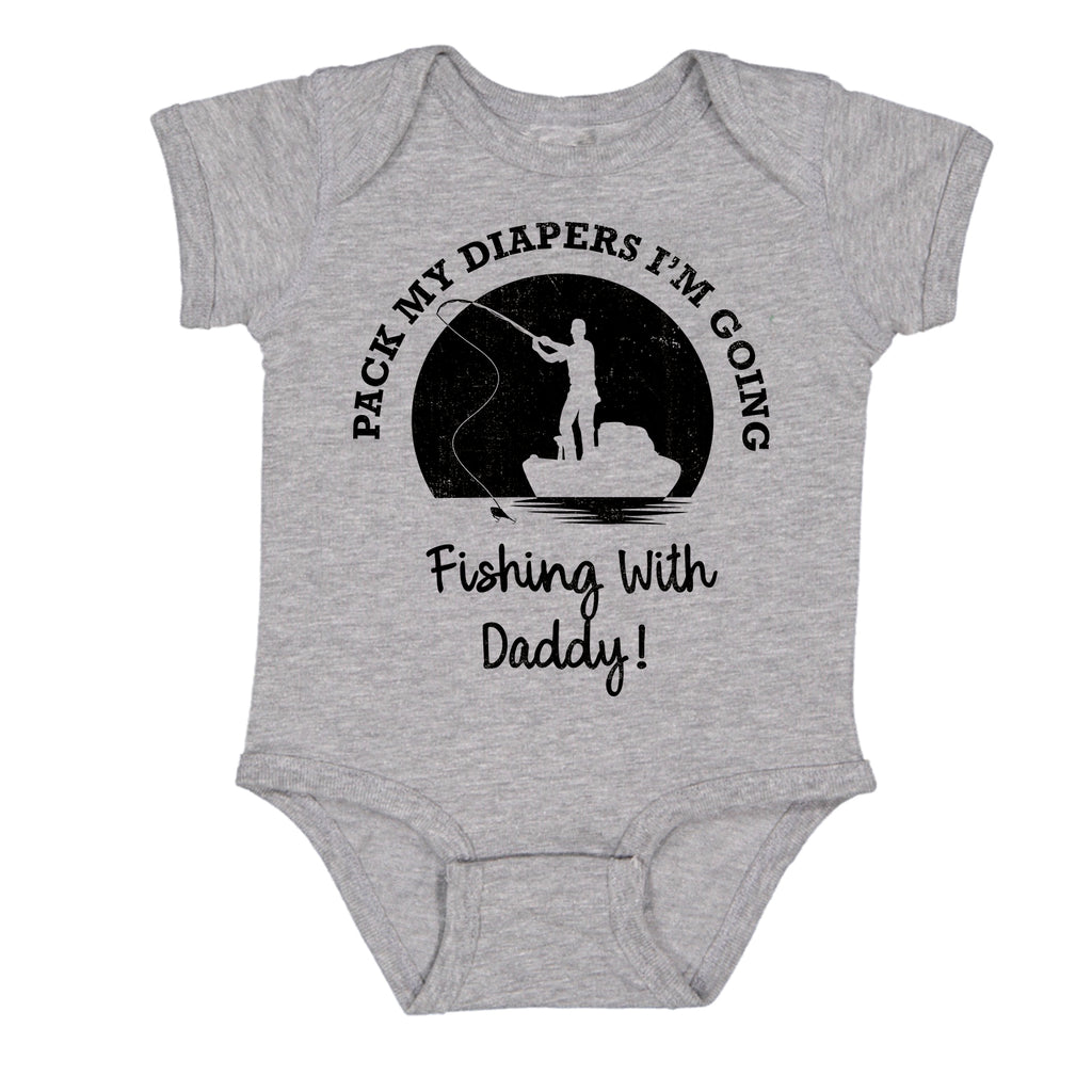 Ink Trendz Pack My Diapers I'm Going Fishing With Daddy!  Cute Fishing Baby Bodysuit, Fishing Baby Announcement, Husband Fishing Reveal, Husband Baby Reveal, Fishing Onesie, Fishing onesies, Going Fishing with Daddy, Pack My Diapers Onesie