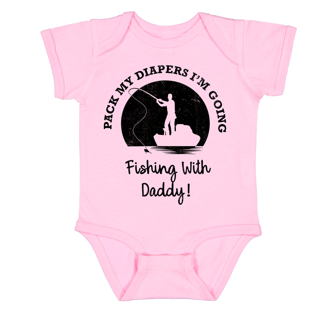 Ink Trendz Pack My Diapers I'm Going Fishing With Daddy!  Cute Fishing Baby Bodysuit, Fishing Baby Announcement, Husband Fishing Reveal, Husband Baby Reveal, Fishing Onesie, Fishing onesies, Going Fishing with Daddy, Pack My Diapers Onesie, Girls Fishing Onesie, Cute Girls onesie, Cute girls fishing onesie