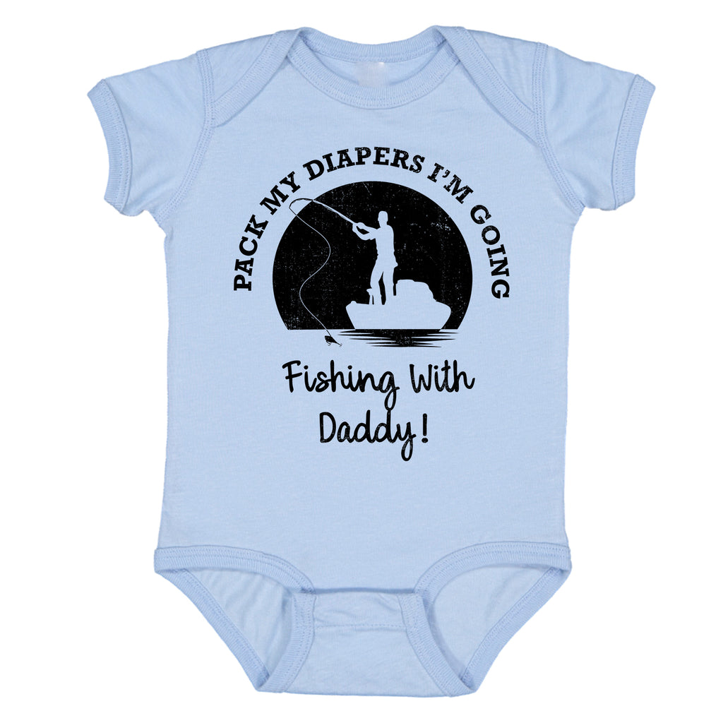 Ink Trendz Pack My Diapers I'm Going Fishing With Daddy!  Cute Fishing Baby Bodysuit, Fishing Baby Announcement, Husband Fishing Reveal, Husband Baby Reveal, Fishing Onesie, Fishing onesies, Going Fishing with Daddy, Pack My Diapers Onesie, Baby Blue Onesie, Blue Onesie, Fishing Boy Onesie