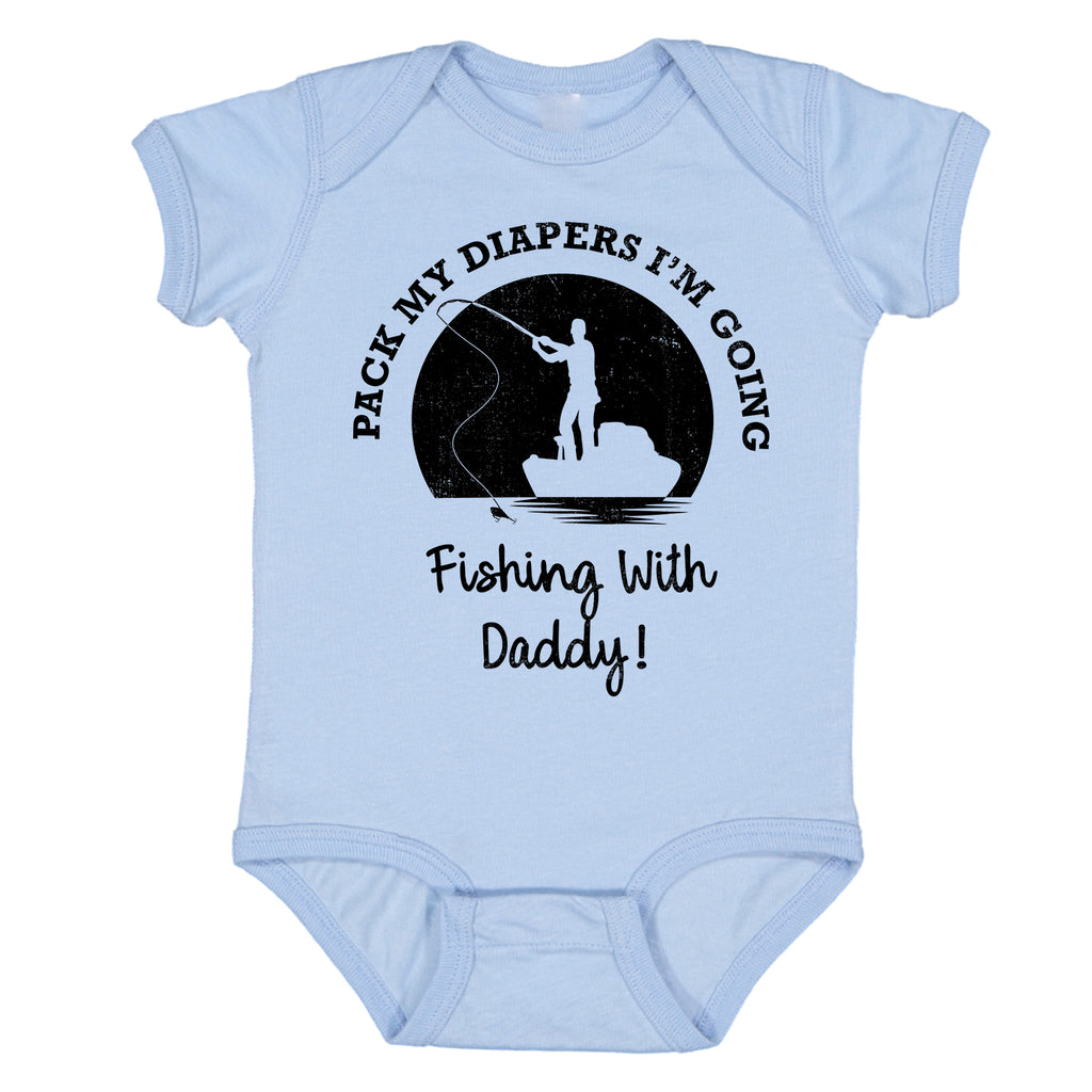 Ink Trendz Pack My Diapers I'm Going Fishing With Daddy!  Cute Fishing Baby Bodysuit, Fishing Baby Announcement, Husband Fishing Reveal, Husband Baby Reveal, Fishing Onesie, Fishing onesies, Going Fishing with Daddy, Pack My Diapers Onesie, Baby Blue Onesie, Blue Onesie, Fishing Boy Onesie
