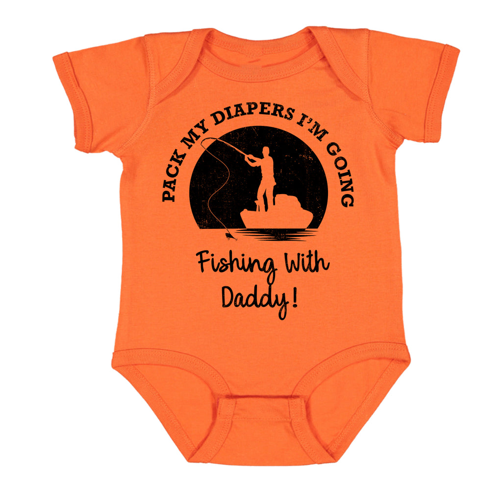 Ink Trendz Pack My Diapers I'm Going Fishing With Daddy!  Cute Fishing Baby Bodysuit, Fishing Baby Announcement, Husband Fishing Reveal, Husband Baby Reveal, Fishing Onesie, Fishing onesies, Going Fishing with Daddy, Pack My Diapers Onesie