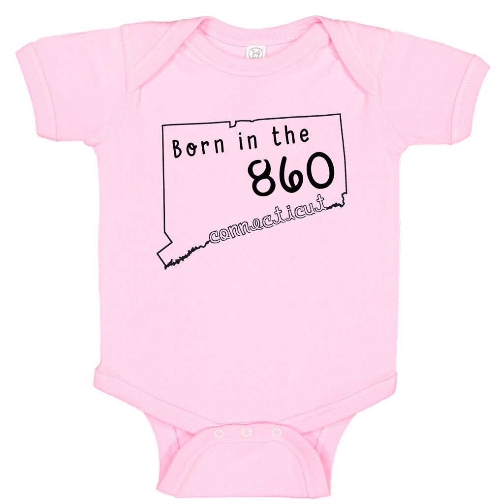 Born in the 860 Connecticut State Pride Baby Bodysuit Romper