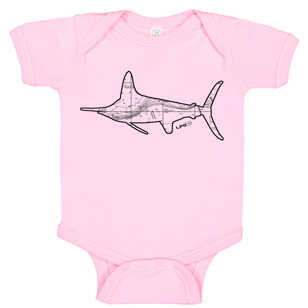 White Marlin Canyon Map Fishing Baby Bodysuit Romper