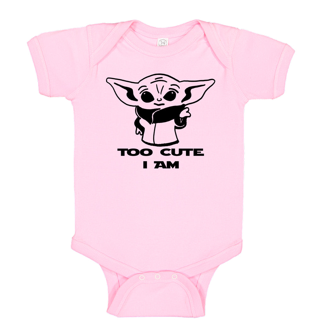 Ink Trendz® Too Cute Am I Baby Yoda Funny Baby One-Piece Bodysuit baby onesie, star wars onesie, star wars baby, baby yoda onesie