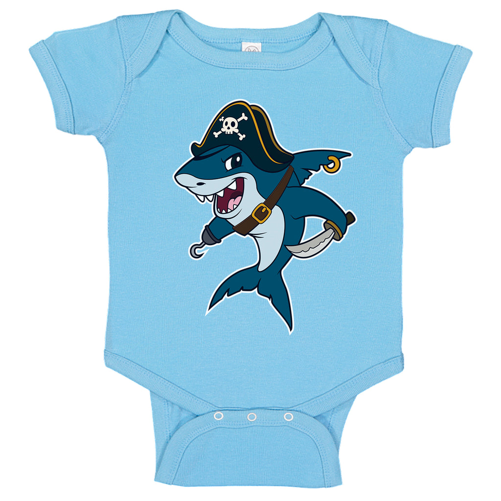 LPG Apparel Co. Cute Pirate Great White Shark  Baby Bodysuit
