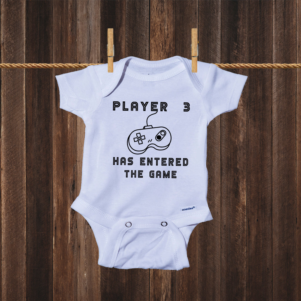 Ink Trendz® Player 3 Has Entered the Game Gamer Funny  Novelty One-Piece Baby Bodysuit