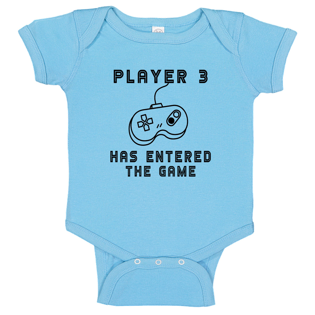 Ink Trendz® Player 3 Has Entered the Game Gamer Funny  Novelty One-Piece Baby Bodysuit