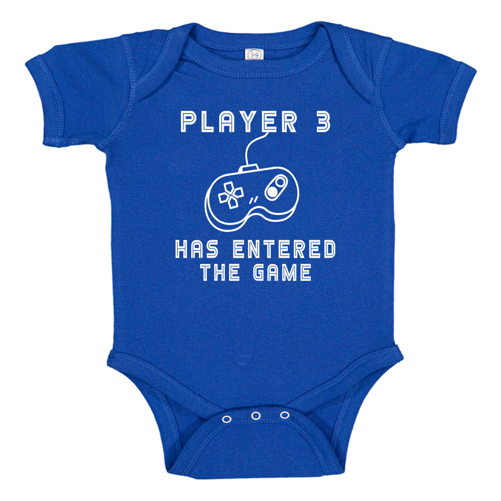 Ink Trendz® Player 3 Has Entered the Game Gamer Funny  Novelty One-Piece Baby Bodysuit