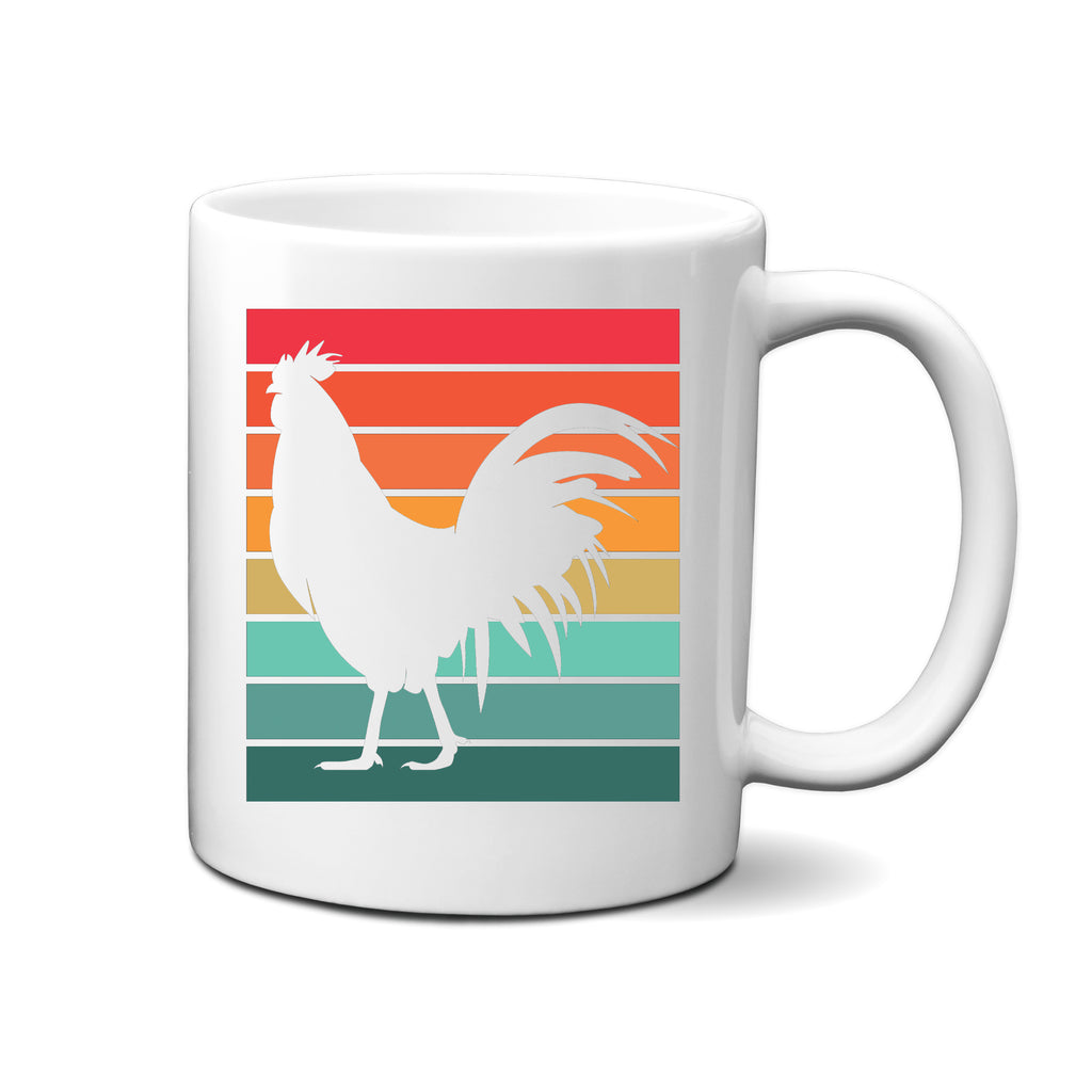 Ink Trendz Retro Sunset Chicken Farm House 11 Oz. Coffee Mug Cup, Farm house Coffee Mugs, Print Chicken