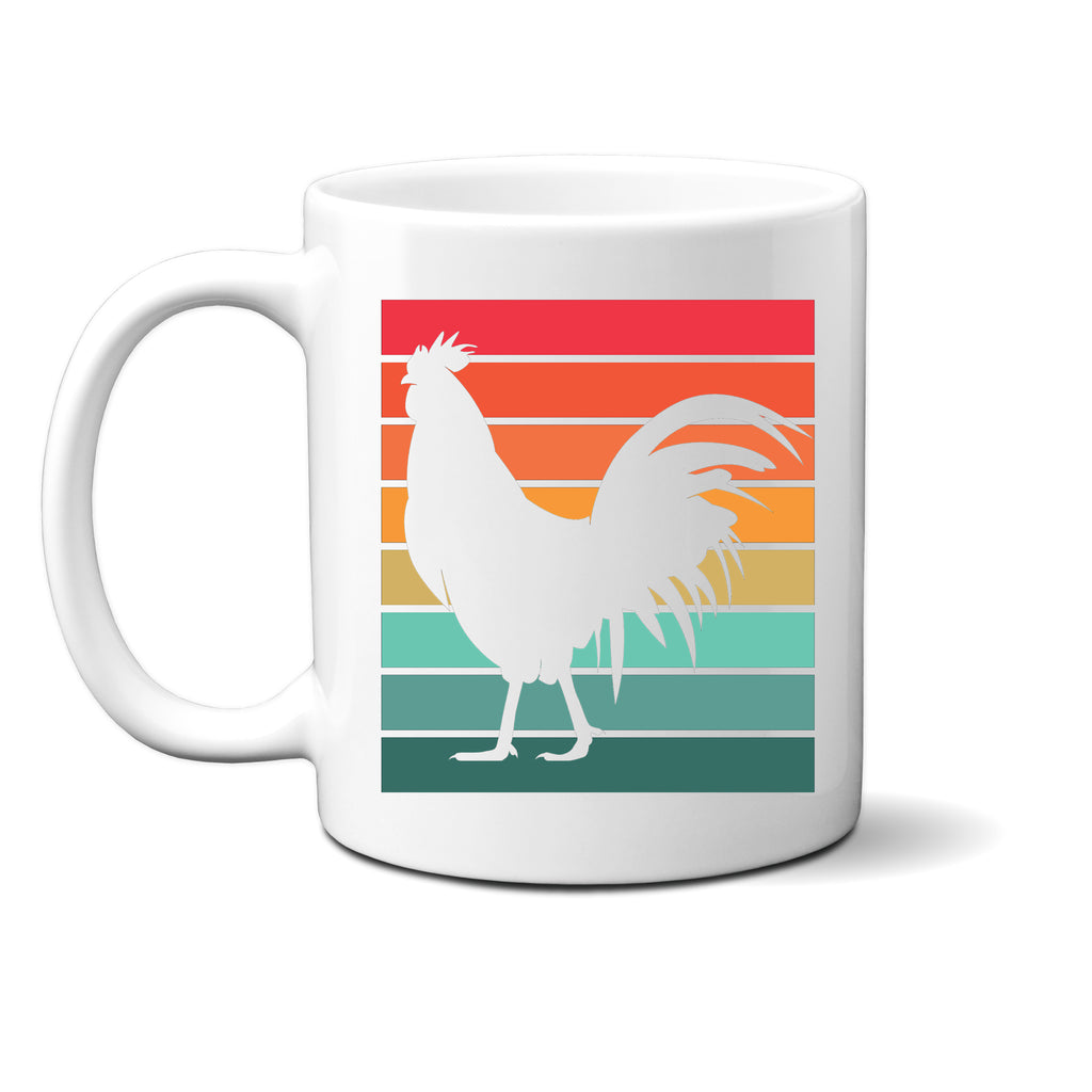 Ink Trendz Retro Sunset Chicken Farm House 11 Oz. Coffee Mug Cup, Farm house Coffee Mugs, Print Chicken