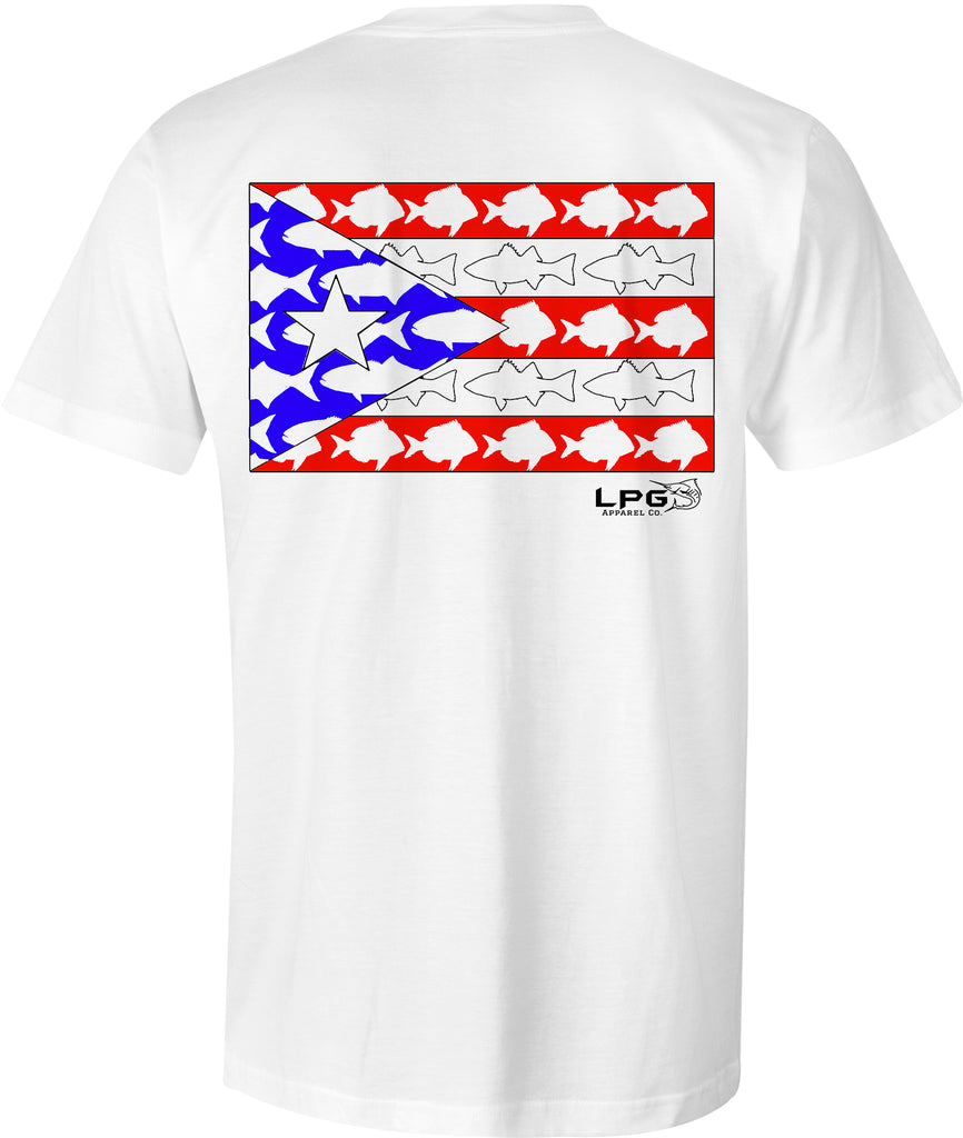 LPG Apparel Co. Puerto Rican Inshore Porgy Bluefish Bass Fish Flag T-Shirt