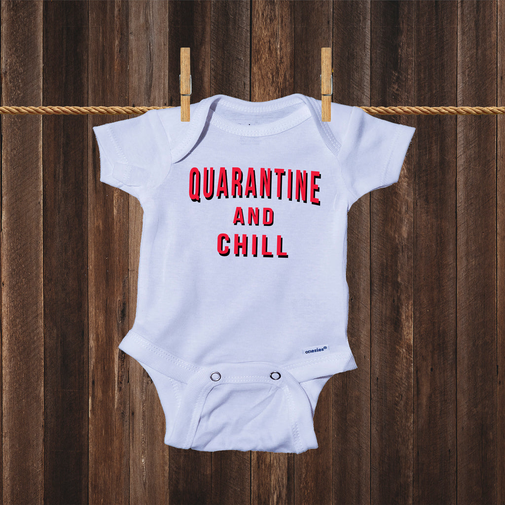 Ink Trendz® Quarantine and Chill Funny Covid-19 Baby Onesie® Netflix and Chill Funny Baby Bodysuit, Coronavirus onesie, Covid-19 Onesie, Coronavirus Baby