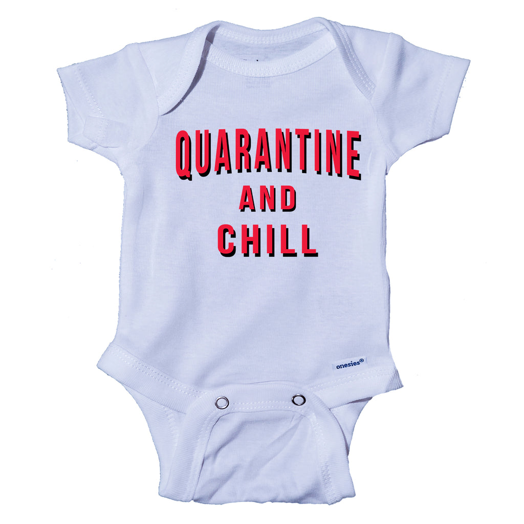 Ink Trendz® Quarantine and Chill Funny Covid-19 Baby Onesie® Netflix and Chill Funny Baby Bodysuit, Coronavirus onesie, Covid-19 Onesie, Coronavirus Baby