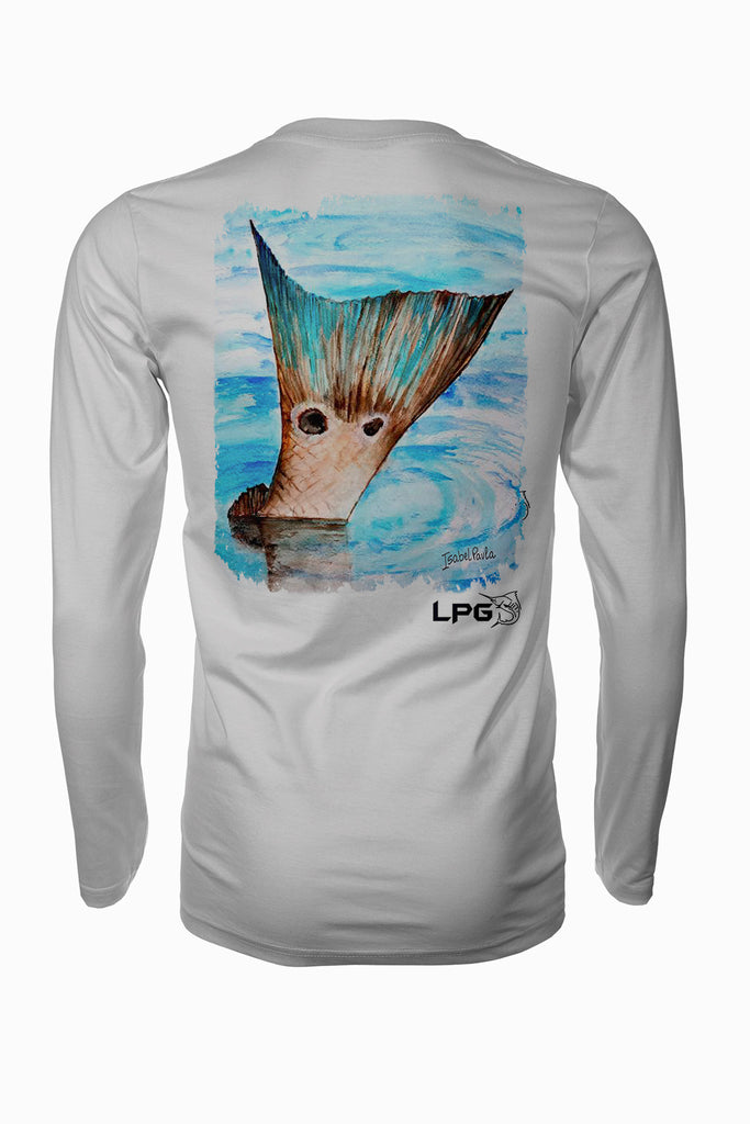 Redfish Tail Florida Style Long Sleeve Fishing Shirt for Unisex UPF 50 Dri-Fit Performance Rashguard T-Shirt