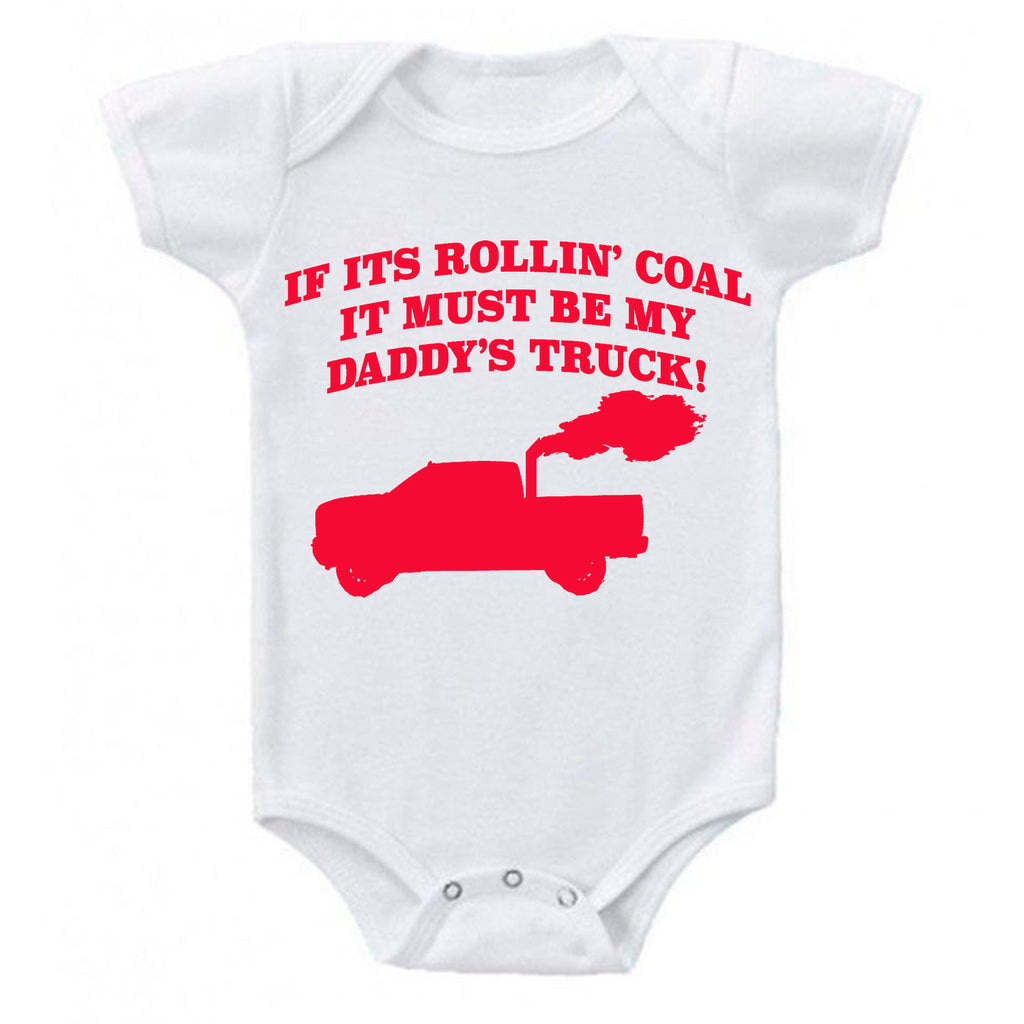 Snappy Suits My Daddy's Rollin Coal 4x4 Diesel Pickup Truck Short Sleeve Baby Creeper 1Z Infant Suit Romper