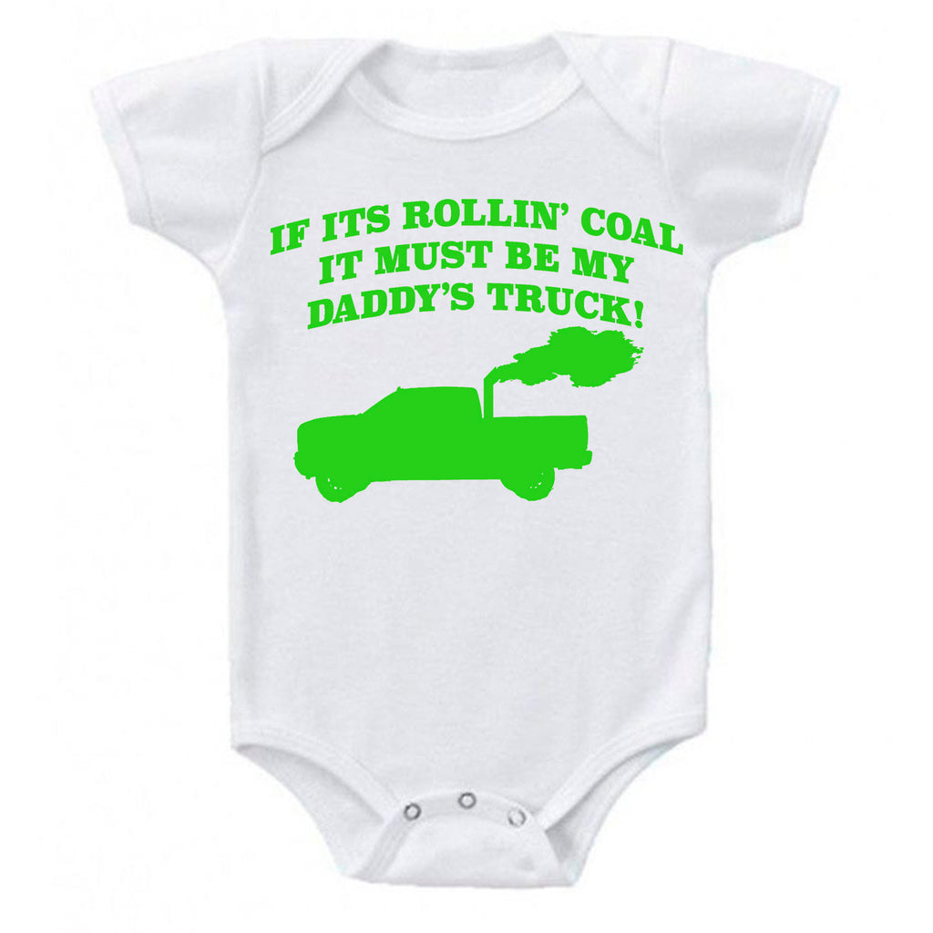 Snappy Suits My Daddy's Rollin Coal 4x4 Diesel Pickup Truck Short Sleeve Baby Creeper 1Z Infant Suit Romper