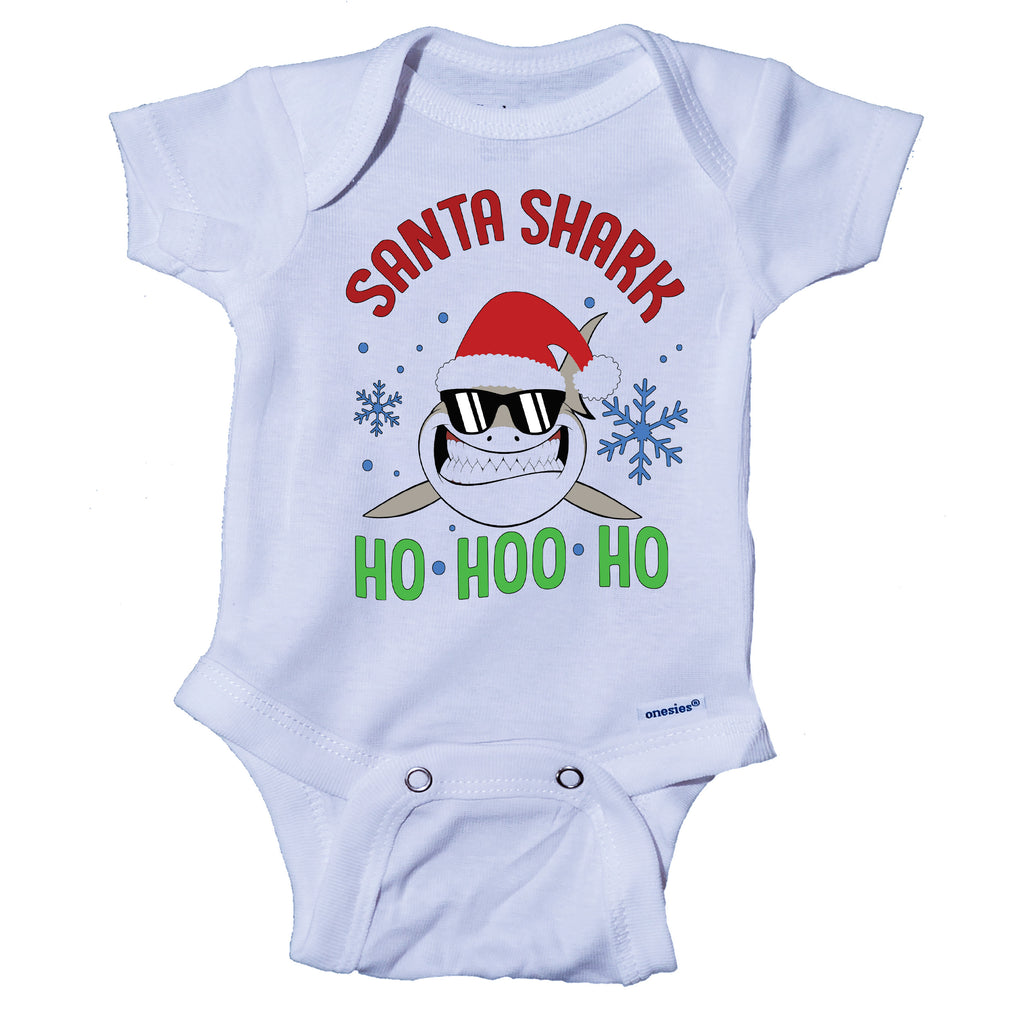 Santa Baby Shark Ho Ho Ho Christmas Onesie® One-Piece Bodysuit- Ink Trendz