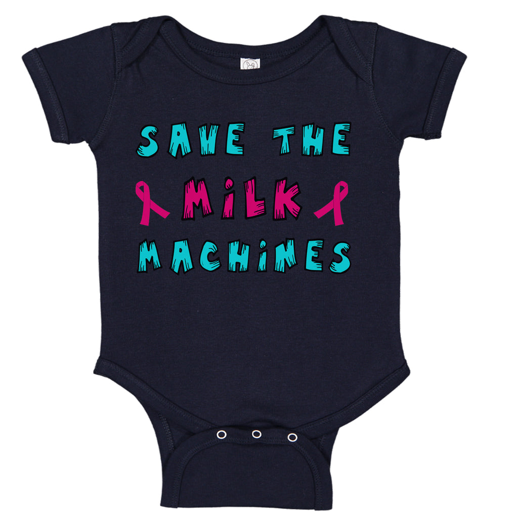 Save The Milk Machines Breast Cancer Awareness Baby Bodysuit Romper