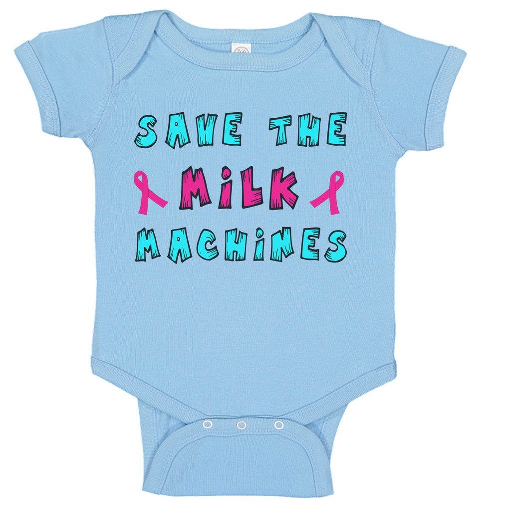 Save The Milk Machines Breast Cancer Awareness Baby Bodysuit Romper