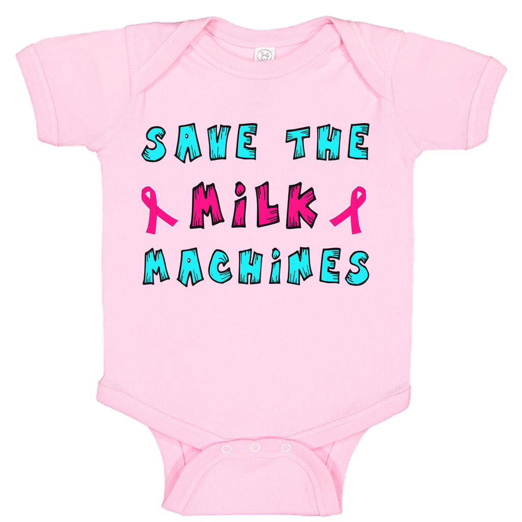 Save The Milk Machines Breast Cancer Awareness Baby Bodysuit Romper