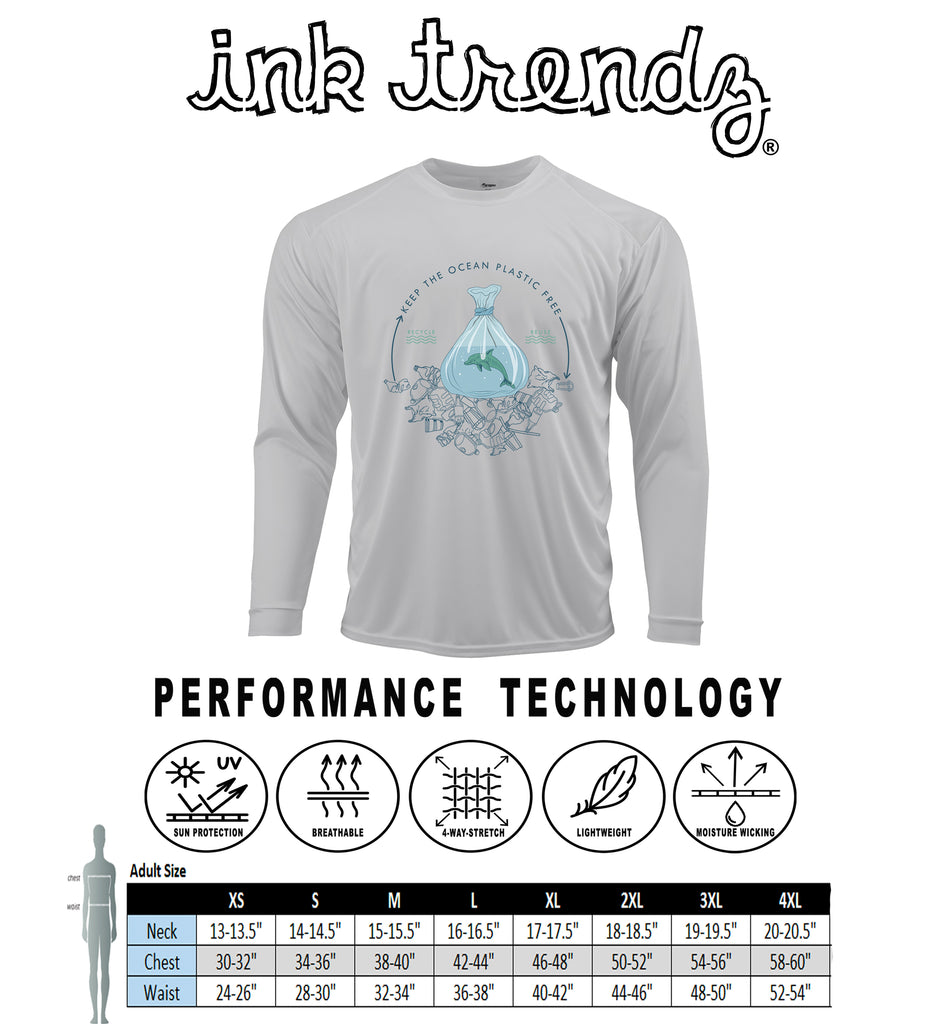 Keep Oceans Plastic Free Conservation UPF 50+ Dri-Fit Long Sleeve Performance T-Shirt