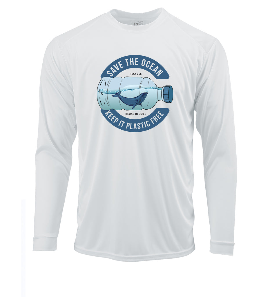 Ink Trendz Save the Ocean Keep It Plastic Free Conservation UPF 50+ Dri-Fit Long Sleeve Performance T-Shirt, Save the oceans, Conservation T-shirt, NOAA, Whale T-Shirt