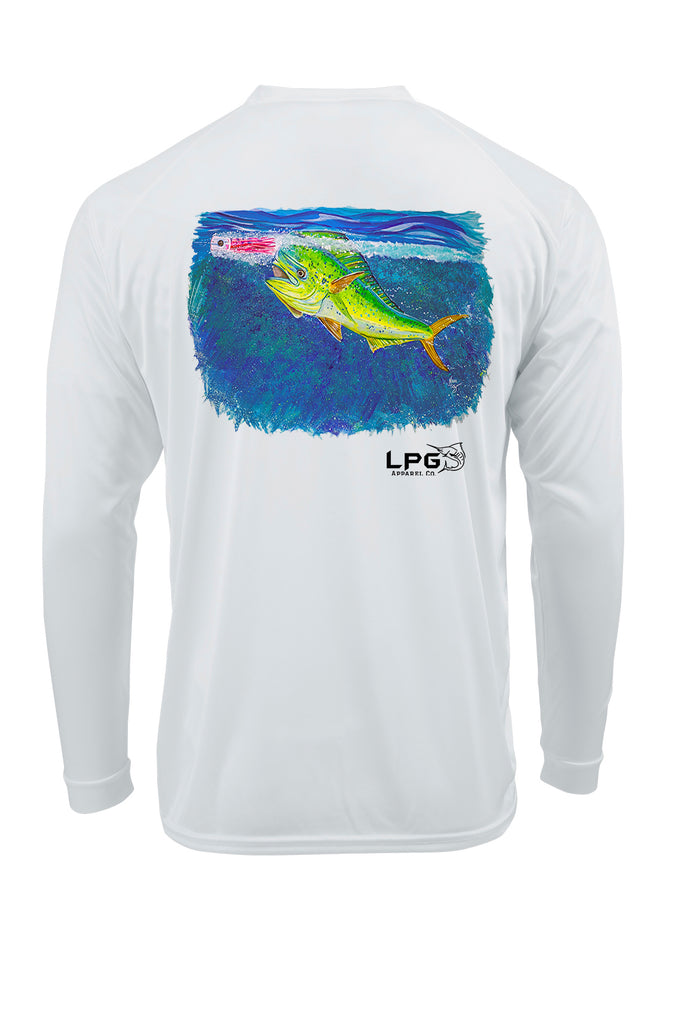 LPG Apparel Co. Screamin' Mahi  Rashguard Fishing Long Sleeve Performance UPF+50 Unisex T-Shirt
